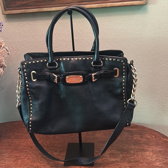 Michael Michael Kors Hamilton Whipstitched Black Pebbled Leather EW Tote - Picture 2 of 15